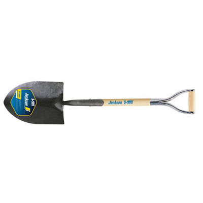Jackson J-450 Pony Round Point Shovel with Solid Shank, No-step, and Armor D-grip